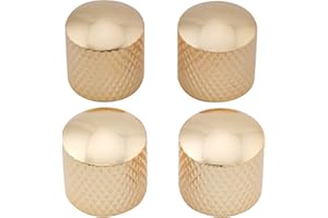 Musiclily Metrisch Gitarren Potiknöpfe Metall Knöpfe Volume Tone Dome Knobs für E-Gitarre Bass, Gold(4 Stück)