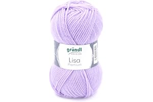 Gründl Lisa Premium Plain Knitting and Crochet Wool-Like Yarn, 100% Polyacrylic Fibre, Lilac, 1 x 50 g