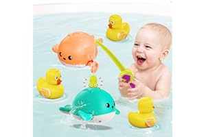 MOONTOY Juguetes bañO Bebe , Juego de Pesca MagnéTico ,Juguetes BañEra Bebe, Juguetes Agua, Juguete bañO Bebe Ballena de Cuerda, Regalos para NiñOs de 1 2 3 4 5 AñOs