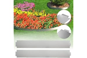 AufuN Rasenkante Metall 10 m x 15 cm Verzinkt Beetumrandung Beeteinfassung Mähkante Palisade 10 Stücke 100 cm x 15 cm (L x H) Rasenkante Verzinkt