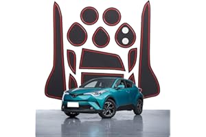 CDEFG pour Toyota C-HR Accessoires, CHR ZYX10 NGX50 Tapis, Tapis Anti-poussière Antidérapante, Coupe Porte Intérieure Tasse Boîte de Bras Tapis de Stockage (Rouge)