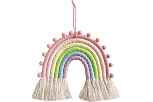 EXQUILEG Regenbogen Wandbehang,Wandteppich boho Makramee Wandverzierung Bunter Makramee Wandteppich für Heimdekoration,Kinderzimmer (Farbe C)