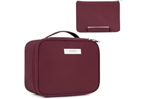 NARWEY Podróżna kosmetyczka na przybory do makijażu, duża, organizer, dla kobiet, czerwone wino, ulepszona