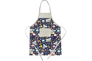HOUSE ART LIFE Kinderschürze mit Tasche für Junge Mädche 5-10 Jahre zum Malen Kochen Backen Schürze für Kinder Baumwolle Bunt | Viele Farben