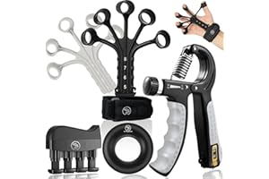 ‎STRABOZZ STRABOZZ Handtrainer Fingertrainer, Verstellbares Griffkraft Trainer Set -5-Teilig- Unterarmtrainer, Fingerstrecker Neopren Handgelenk Band - Finger Grifftrainer - Grip Ring, Hand & Unterarm Training