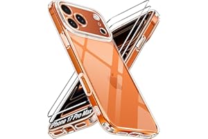 iVoler Cover Chiaro per iPhone 17 Pro Max con 2 Pezzi Pellicola Vetro Temperato, [Antiurto di Grado Militare][Protezione Fotocamera] Custodia Trasparente Sottile Anti-Ingiallimento Case - Trasparente