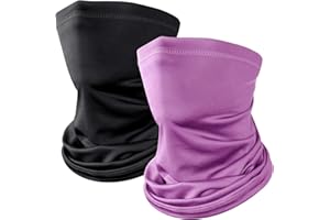 Kiiwah 2 Pièces Cache Cou Elastique pour Homme et Femme, Tour de Cou Coupe-Vent et Respirant Snood à Séchage Rapide pour Moto, Cyclisme, Ski, Randonnée, Course à Pied