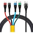 SDBAUX 3A/1,2M Cavo di Ricarica USB, Multi 4 in 1 Nylon Intrecciato, Ricarica Rapida con 2iP Micro USB Tipo C, Compatibile Tu