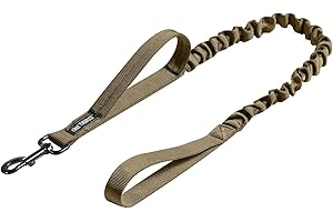 OneTigris Sprężynowa smycz dla psa nylonowa z pętlami mocującymi, długość 85,1 cm - 118,1 cm