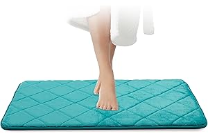 JAWAonline Badezimmerteppich Türkis - Pflegeleichte Badematte Memoryschaum - Extrem Saugfähiger Badteppich - Badvorleger rutschfest - Waschbarer Bad Teppich Badezimmer - Duschvorleger 50x80cm