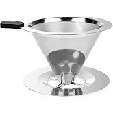 Vicloon Permanent Coffee Filter,Reusable Cone Coffee Drip Without Papers,Stainless Steel Double Mesh Pour Over Coffee Maker w