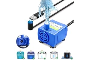 Vindox Pompa per Fontana per Gatti, pompa di Ricambio per Animali Domestici, con Luce a LED e cavo da 170cm, per Fontana in PET e Gatti (non adattatore USB)