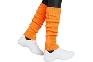 HatStar Sexy Damen Beinstulpen | Neon Strümpfe Strick-Stulpen | Mädchen Beinwärmer | Accessoire für 80er Jahre 80s Motto Partys Fasching Karneval | für Tanzen Aerobic Kostüm
