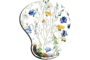 Amazon Brand- Morain Ergonomic Mouse Pad with Wrist Support, Floral Mouse Pads with Non-Slip PU Base for Home Office Working Studying（24）