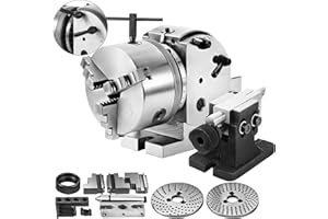 VEVOR BS-0 - Testa divisoria di precisione con mandrino a 3 ganasce contropunta, testa divisore MT2 con mandrino da 168 mm, testa divisorio 23 kg, altezza centro di indicizzazione 100 mm con piastre