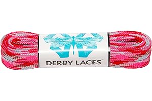 Pink Camouflage 60 Inch Waxed Skate Lace - Derby Laces for Roller Derby, Hockey and Ice Skates, and Boots