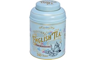 ‎NEW ENGLISH TEAS New English Teas - English Breakfast Tea 240 Tea Bags - Vintage Victorian Tin - Light Blue