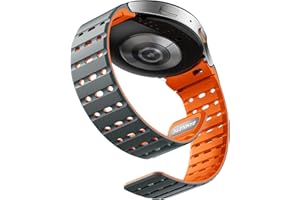 Bandletic Magnetic Sport Bracelet Compatible with Samsung Galaxy Watch 6/5/4/7 40 mm 44 mm FE 40 mm 6 Classic 43 mm 47 mm 5 Pro 45 mm 4 Classic 42 mm 46 mm Grey Orange