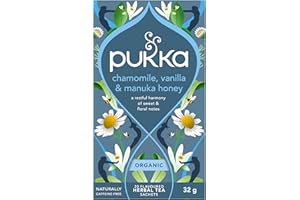 Pukka Tisane, Chamomille, Vanilla & Manuka Honey, Tisana Biologica per un Momento di Calma, Senza Caffeina, Ingredienti Selezionati Sostenibili, Un Tuffo Rilassante di Calma, 20 Filtri