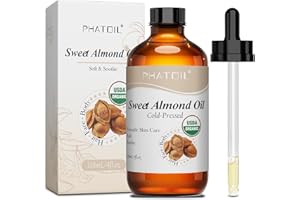 PHATOIL Aceite de Almendras Dulces Bio 118ML - Sweet Almond Oil Organic 100% Natural Puro - Prensado en Frío - Hidrata y Repara la Piel - Aceite de Cuidado para Facial, Corporal, Capilar, Masaje