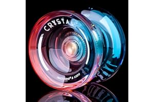 SHUNGRU Reaktionsfähige JoJo für Kinder Anfänger, Dual Purpose JoJo K2 Kristall unempfindlich JoJo für Finger Spin Tricks Intermediate Play + 12 JoJo Saiten + JoJo Aufbewahrungskoffer (Rot Blau)