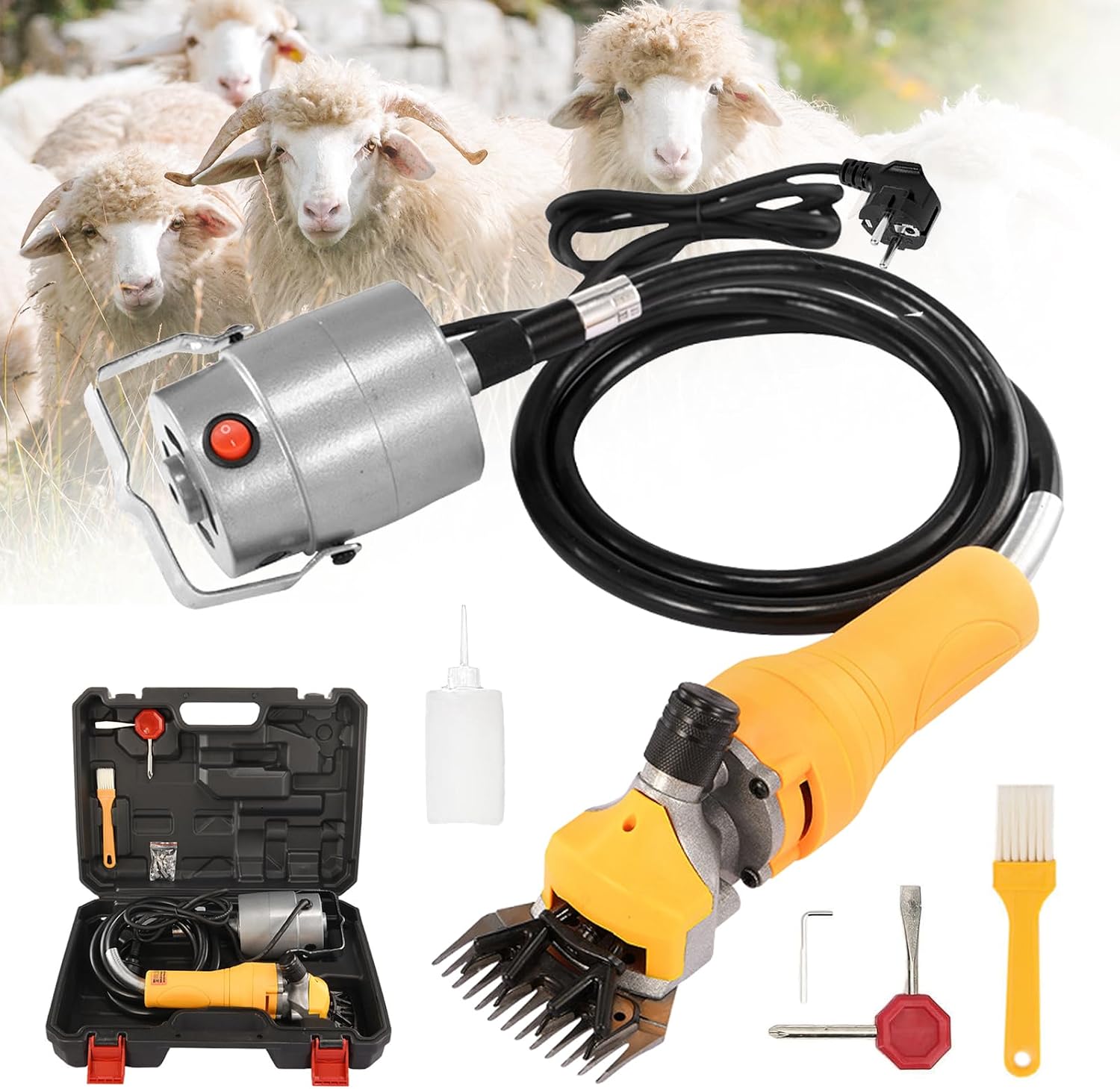 Esquiladora De Ovejas, 1000W Esquiladora Profesional De Ovejas Con Motor De Alta Potencia Y Cable De AlimentacióN 5m Esquiladora EléCtrica De Ovejas 13 Dientes 2400 Rpm Para Ovejas Cabras Y Alpacas