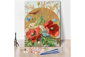 TISHIRON Flowers Oil Paint by Number for Adults Colorful Corn Poppy DIY Paint by Numbers for Beginner Kids Floral Canvas for Painting for Adults Acrylic Pigment Art Crafts for Home Office(Frameless)16"x20"
