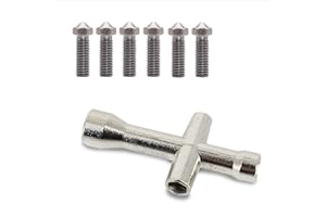 ARTILLERY 3D EXPERT Lot de 6 buses officielles Volcano 0.6mm en Acier inoxydable + clé en croix adaptable 7mm / 5,5mm de diamètre : Kit pour remplacement de buse imprimante 3D FDM