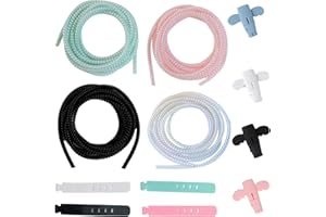 KASESSS 4 Piezas Cubre Cables, Flexible Funda Cable, 1.4M Recoge Cables, Esconder Cables con 4PCS Protector Cable Cargador y 4PCS Bridas, Recogecables para Protege Cable de Teléfono Móvil, Ordenador
