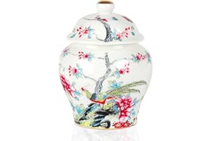 Yunjuhop Ceramica Jarron Tarros azul y Blanco, Tarro de Ceramica con Tapa, Florero de Porcelana Para Decoracion Hogar de Sala de Estar y Dormitorio (blanco)