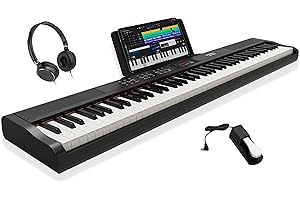 STRICH Piano digital de 88 teclas, teclado eléctrico de tamaño completo con teclas sensibles semipesadas, juego de piano eléctrico portátil para principiantes, paquete con pedal de sostenimiento