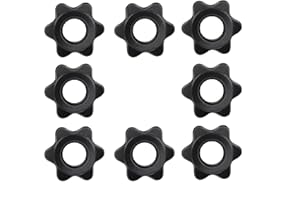 Changyeah 8 Stück Sechskantmutter mit Hanteln, Sternschlösser, Hantelstange für Mutter, Sporttraining, Sechskantmutter aus Kunststoff, Schwarz, für Hantelstangen
