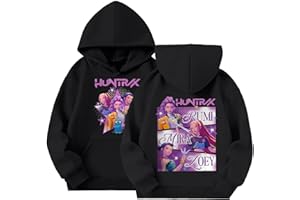 GENERIC Sweat Kpop D-Demons H-Hunters Enfant Fille Garçon Pull K Pop D-Demons H-Hunters Vetement Sweat Huntrix Huntr/X Déguisement Mira Zoey Rumi Tenue Kpop Sweats à Capuche Accessoires Cadeau