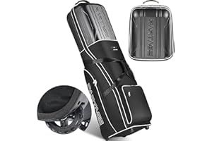 PARTAGE PRO Golf-Reisetasche, Hartschalenkoffer oben mit Rollen, 900D strapazierfähiges Oxford, Golftasche, Reisetasche für Fluggesellschaften, schützt Schläger und einfach zu manövrieren, Schwarz