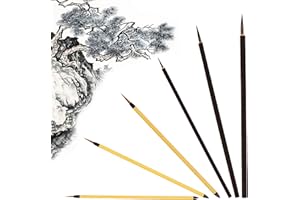 XCSJ 6 Pcs Pincel De Escritura Paraprofessional Caligrafia Kanji Dibujos Sumi Japanese, Plumín Fino,Pincel De Caligrafía Tradicional para Caligrafía, Pintura, Estudiantes y Principiantes (A)