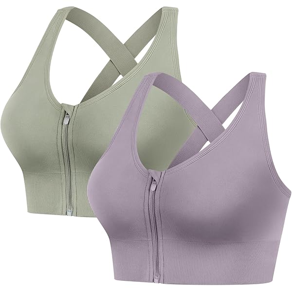 Vertvie Damen Sport BH Mit Vorderverschluss - Ohne Bügel Push Up Für Fitness & Yoga