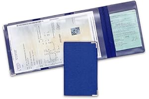 nemau - Porte Carte Grise 4 Volets en Gomme Expansée Effet Tissu Jean – Fabriqué en France – Étui Documents Véhicule, Assurance & Permis – Élégant, Compact et Résistant – Couleur Bleu