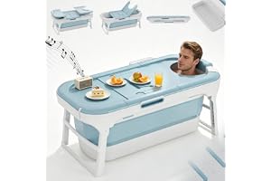 LZQ Vikbart badkar för vuxna – mobil med avtagbart skydd, massagerullar, förvaringshylla – PP TPE vikbar för badrum SPA, 128 x 62 x 53 cm