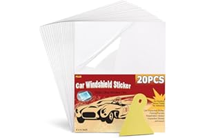 PSLER Adesivo per Parabrezza per Auto Applicatore per Parabrezza Supporto per Adesivo con Adesivo Trasparente Pellicola per Vetri Antistatica 20PCS 4 x 6 inch Vinile Statico per Possessori di Pass