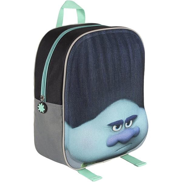 Trolls Junior Rucksack – 31 Cm, 3D Face Effekt, Blau, Mit Verstellbaren Gurten