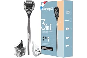 Cosm'Ethics® | New Dermaroller cheveux | dermaroller barbe homme 3 roulette démontable | roller cheveux repousse barbe cheveux | derma roller kit pousse barbe homme + Clip de protection