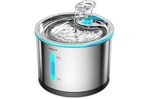 NPET Cat Water fountain, Stainless Steel 1.5L Dog Drinking Fountain, Ultra Quiet Automatic Water Dispenser for Cats and Dogs, Dishwasher Safe Pet Water Fountain with LED Light, WF210