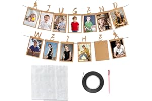 WWISTOA Jugendweihe deko，Fotogirlande，13 Kraftpapier Karten für Fotos von 1 bis 13 Jahre，Jugendweihe Geschenke für Junge & Mädchen
