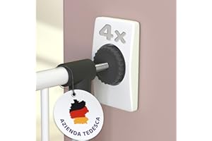 WunderHippo 4x Protezioni per Cancelletto Scale & Porta – Protezione Muro Senza Forare – Supporti Antiscivolo per Barriere di Sicurezza Bambini e Cani