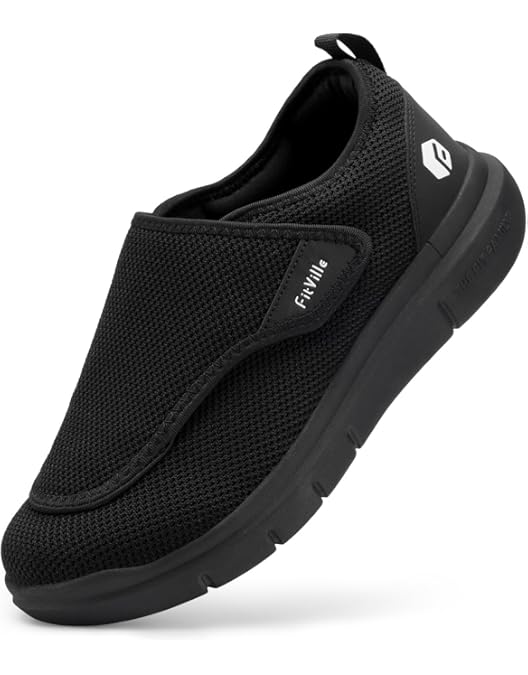 Git-up Diabetici pantoffels voor heren, schoenen voor artritis, oedeem, verstelbare sluiting, traagschuim pantoffels, grijs, 42 EU