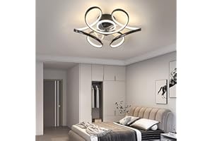 LJX Ventilatore da Soffitto con Telecomando E Luce Design Dc Lampadario con Ventola a Soffitto per Cameretta Timer Dimmerabile Reversibile modalità Inverno/Estate Plafoniera con Ventilatore,Nero