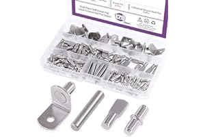 Swpeet - Juego de 120 soportes de 4 estilos para baldas, de alta calidad, chapados en níquel, pasadores para orificios de estantes de armarios