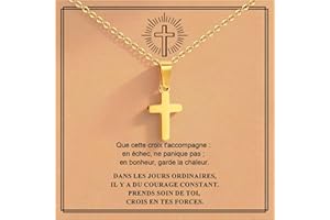 GAMTIC Collier Croix Chretienne Enfant Ados - Collier Acier Inoxydable Pendentif Croix Chaine Réglable Bijoux Catholique Cadeau Pâques Paptême 1er Communion Confirmation Anniversaire pour Filles Garçons