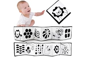 Funmo Livre Tissu Bébé, Livre Noir et Blanc Bébé,Livre D'eveil Double Face en Tissu,Jouets d'apprentissage de la Perception, Livre Tissu Bébé Jouet Educatif Enfant Idée Dès la Naissance Cadeaux