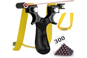 PZCC Professionale Super Clip Slingshot con Fascia Elastica, Attrezzature Sportive in Set con Gomma di Ricambio e Sfere di Argilla. (Resina Nera)